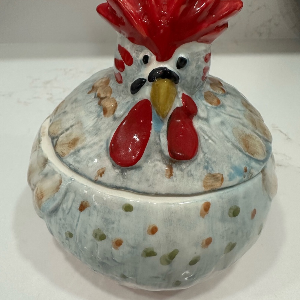 Rooster Sugar Bowl/Trinket Dish Made In Italy
